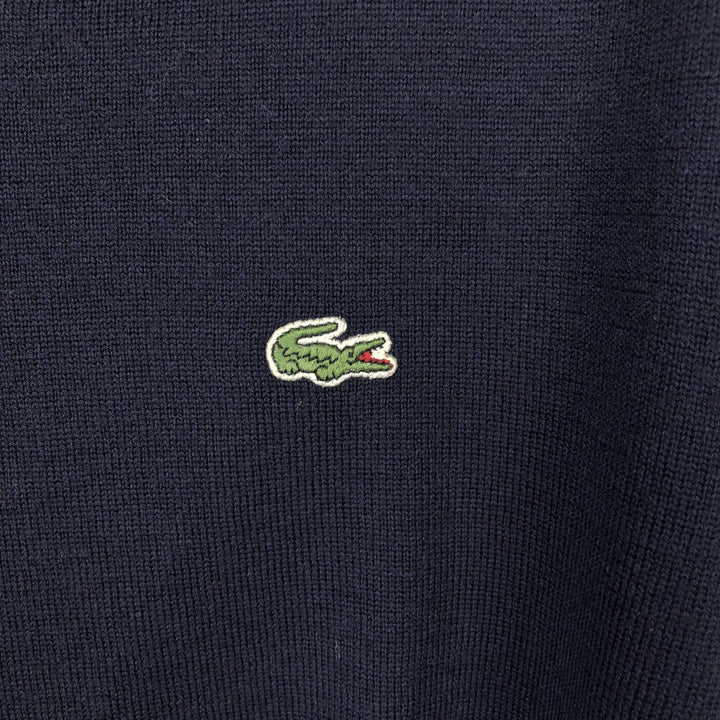 Lacoste V-neck wool knit sweater, made in Spain, men's size XL. wool navy blue type Vintage Second Hand