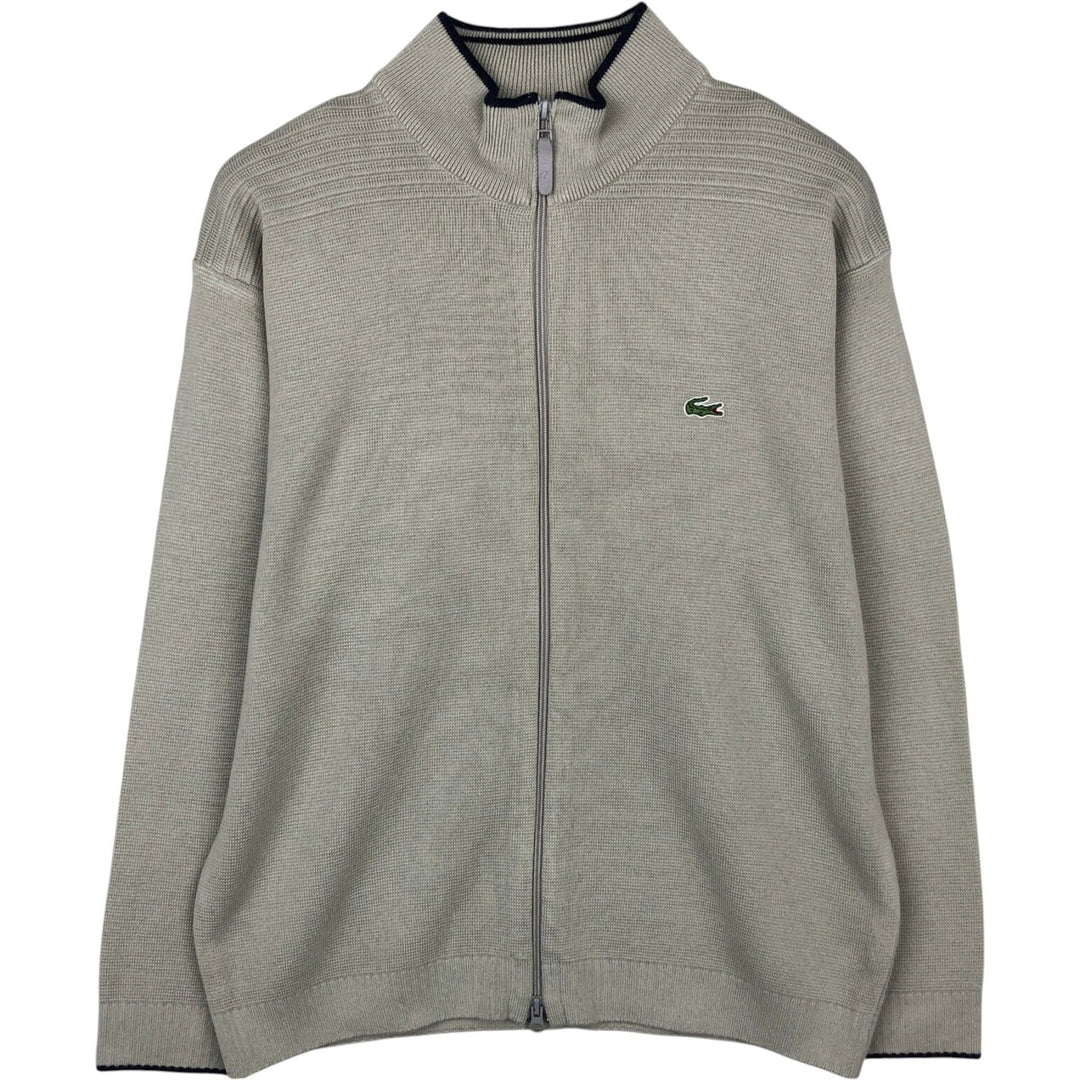Lacoste Sport Wool x Acrylic Knit Full-Zip Sweater, Men's Size XL wool ivory Vintage Second Hand