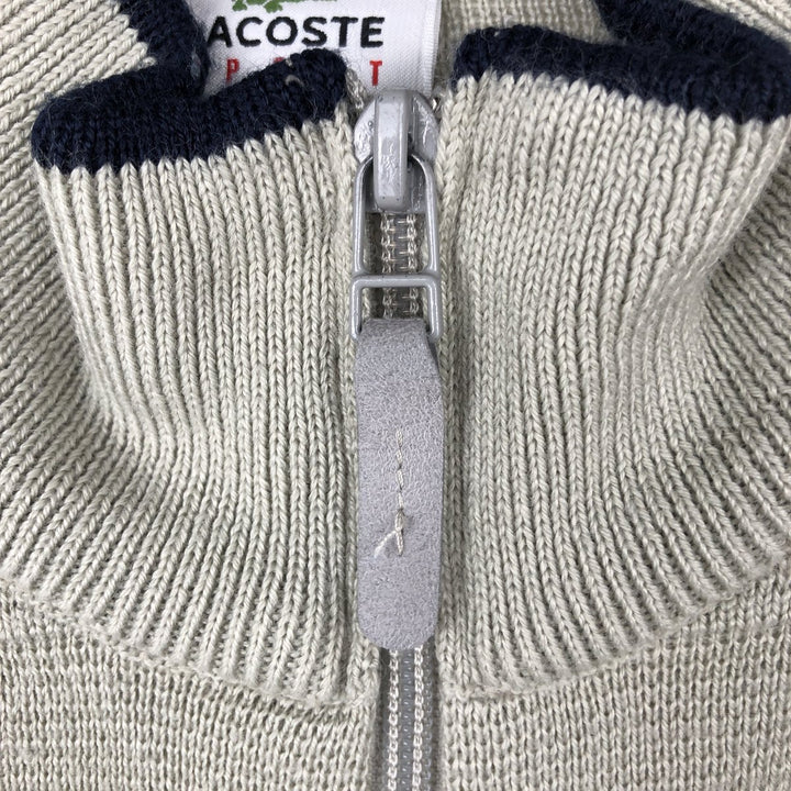 Lacoste Sport Wool x Acrylic Knit Full-Zip Sweater, Men's Size XL wool ivory Vintage Second Hand