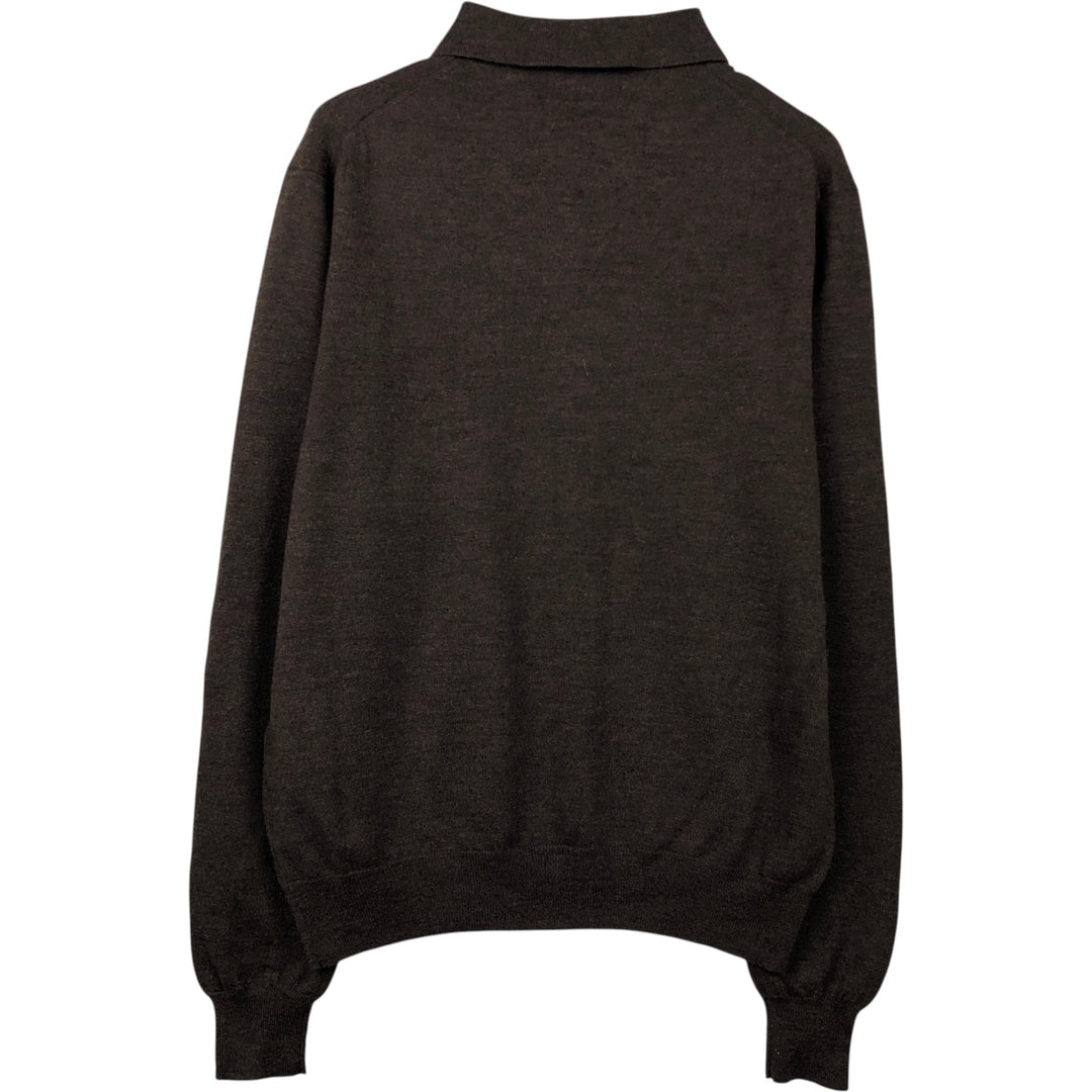 Ralph Lauren POLO by Ralph Lauren Wool Knit Half-Button Sweater, Men's Size L (approx.) Merino wool brown type Vintage Second Hand