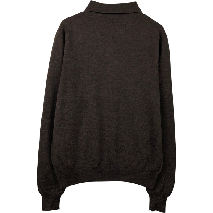 Ralph Lauren POLO by Ralph Lauren Wool Knit Half-Button Sweater, Men's Size L (approx.) Merino wool brown type Vintage Second Hand