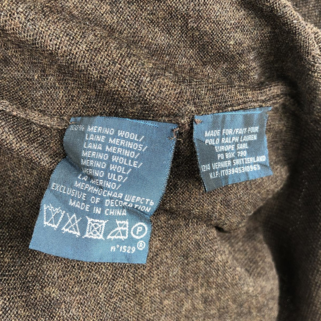 Ralph Lauren POLO by Ralph Lauren Wool Knit Half-Button Sweater, Men's Size L (approx.) Merino wool brown type Vintage Second Hand