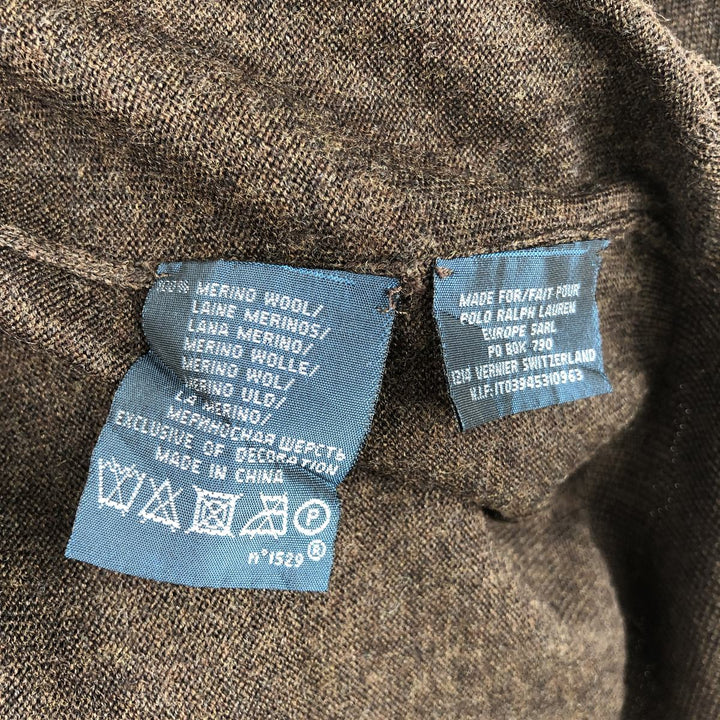 Ralph Lauren POLO by Ralph Lauren Wool Knit Half-Button Sweater, Men's Size L (approx.) Merino wool brown type Vintage Second Hand