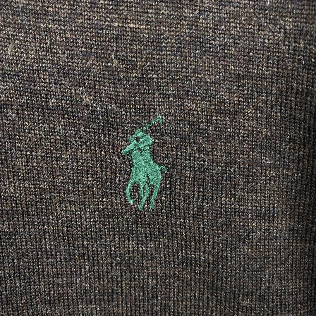 Ralph Lauren POLO by Ralph Lauren Wool Knit Half-Button Sweater, Men's Size L (approx.) Merino wool brown type Vintage Second Hand