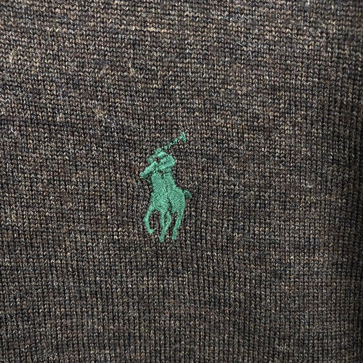 Ralph Lauren POLO by Ralph Lauren Wool Knit Half-Button Sweater, Men's Size L (approx.) Merino wool brown type Vintage Second Hand