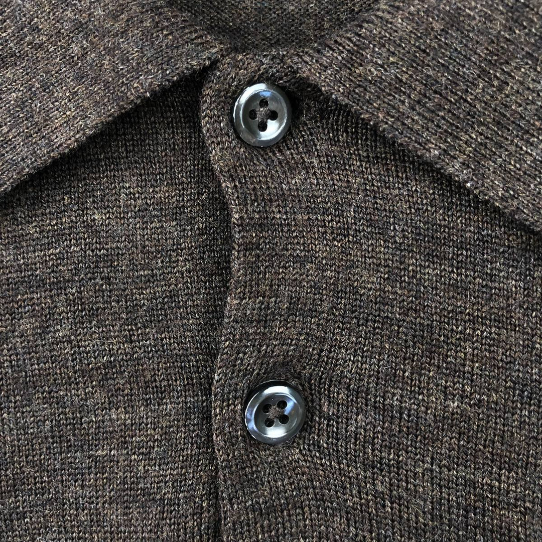 Ralph Lauren POLO by Ralph Lauren Wool Knit Half-Button Sweater, Men's Size L (approx.) Merino wool brown type Vintage Second Hand