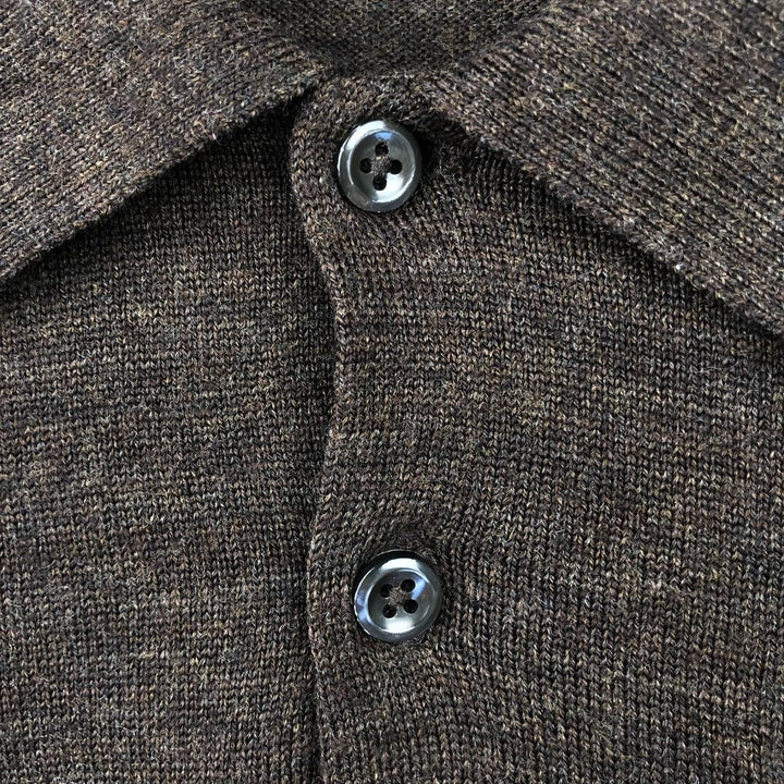 Ralph Lauren POLO by Ralph Lauren Wool Knit Half-Button Sweater, Men's Size L (approx.) Merino wool brown type Vintage Second Hand