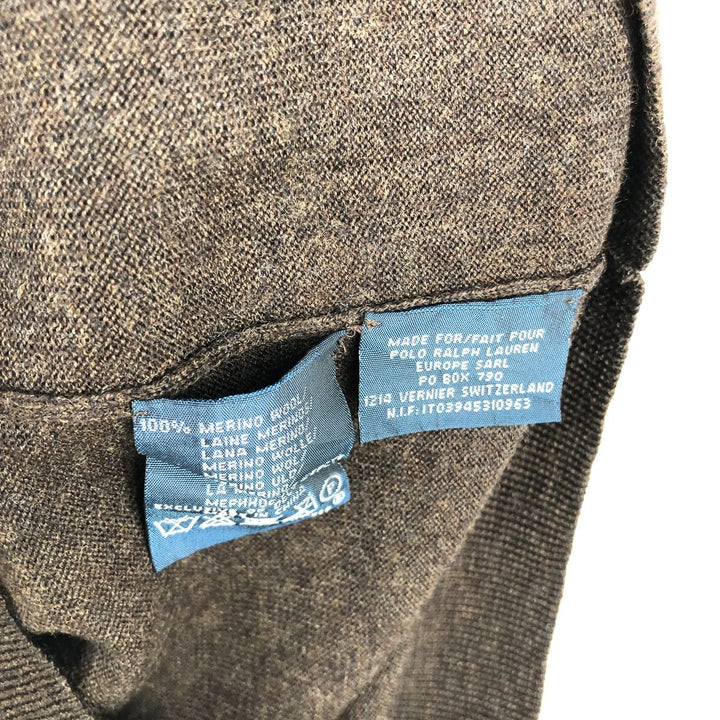 Ralph Lauren POLO by Ralph Lauren Wool Knit Half-Button Sweater, Men's Size L (approx.) Merino wool brown type Vintage Second Hand