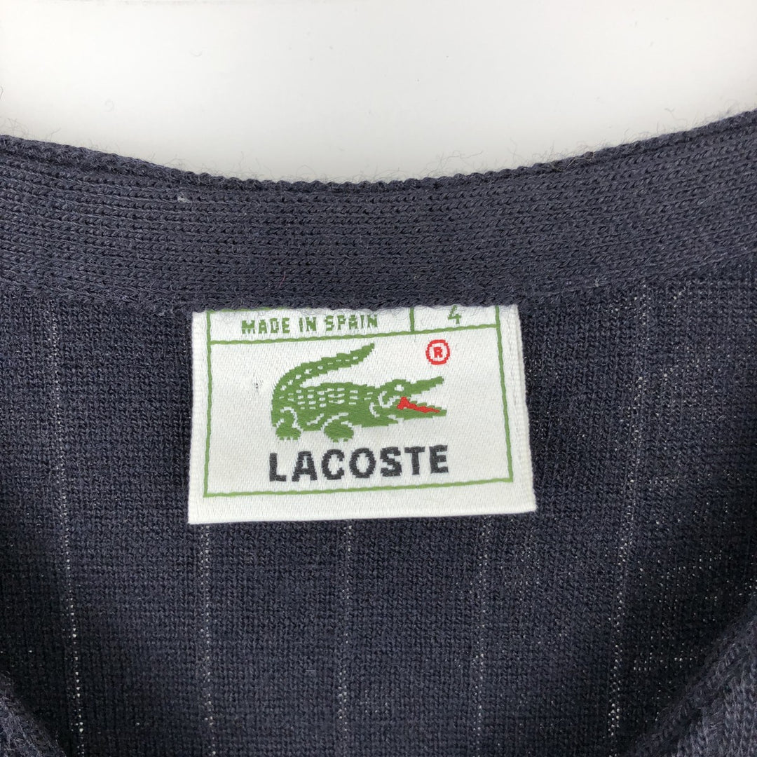 Lacoste V-neck wool x acrylic knit sweater, made in Spain, men's size M. wool navy blue type Vintage Second Hand