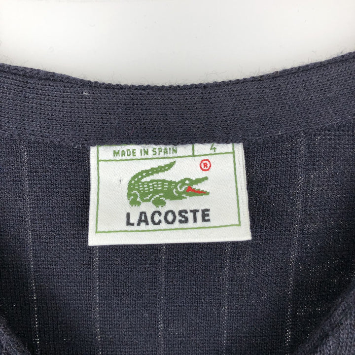 Lacoste V-neck wool x acrylic knit sweater, made in Spain, men's size M. wool navy blue type Vintage Second Hand