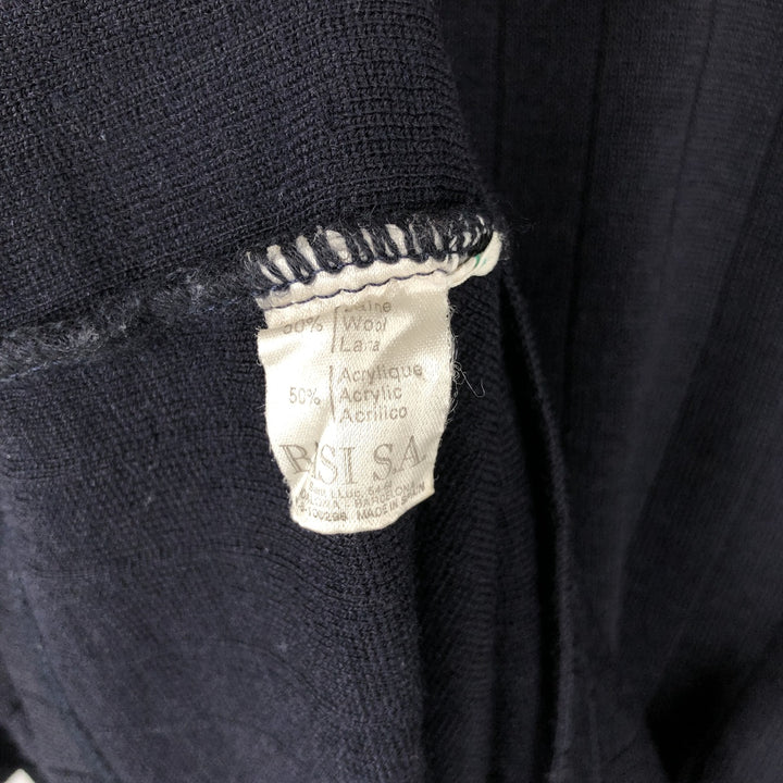 Lacoste V-neck wool x acrylic knit sweater, made in Spain, men's size M. wool navy blue type Vintage Second Hand