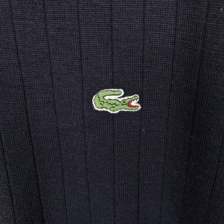 Lacoste V-neck wool x acrylic knit sweater, made in Spain, men's size M. wool navy blue type Vintage Second Hand