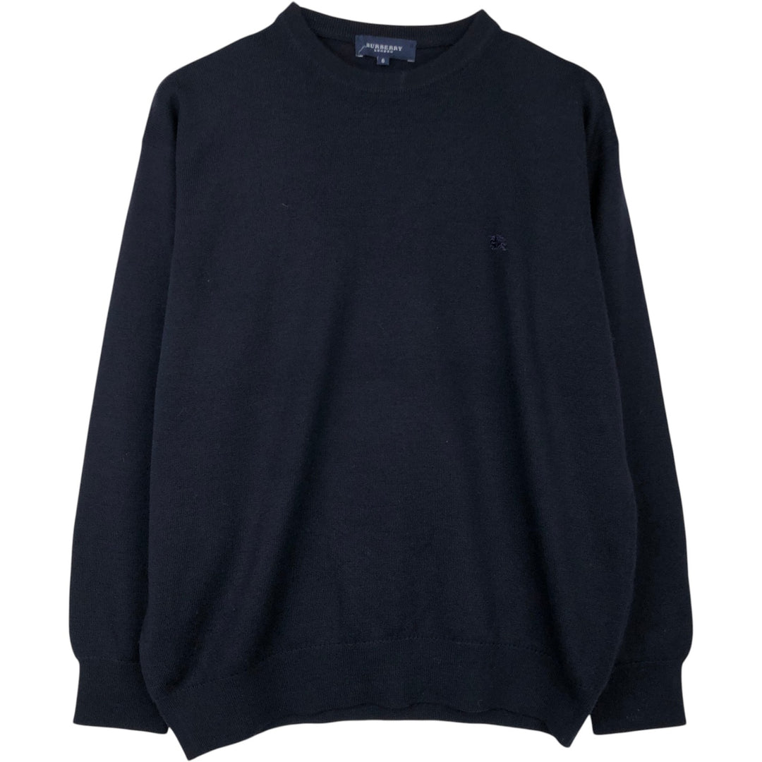 Burberry's London Merino Wool Knit Sweater, Men's Size L Merino wool navy blue type Vintage Second Hand