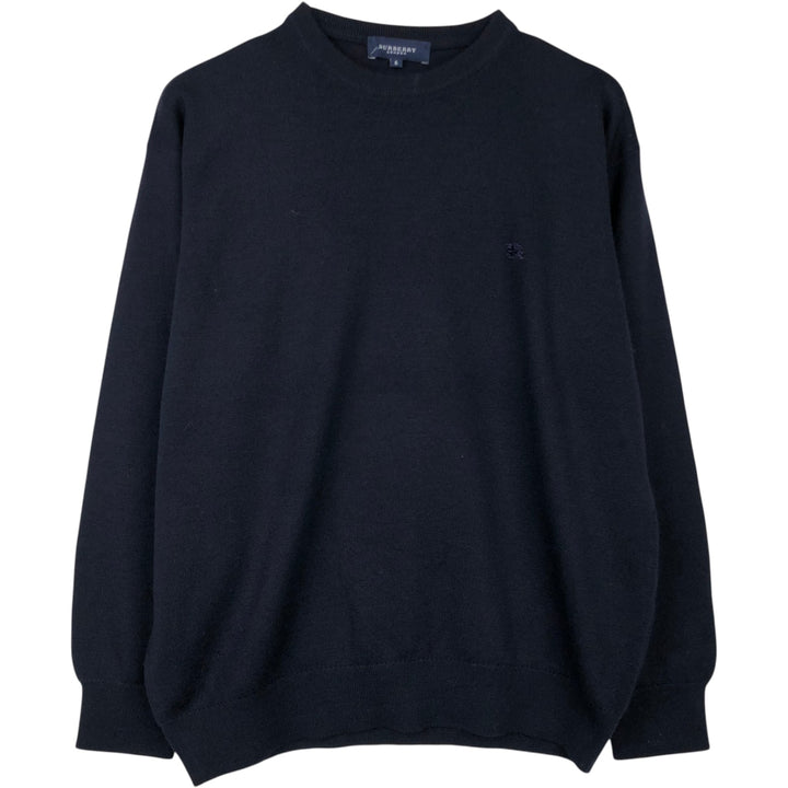 Burberry's London Merino Wool Knit Sweater, Men's Size L Merino wool navy blue type Vintage Second Hand