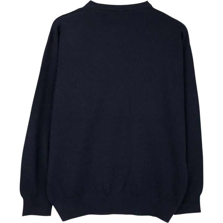 Burberry's London Merino Wool Knit Sweater, Men's Size L Merino wool navy blue type Vintage Second Hand