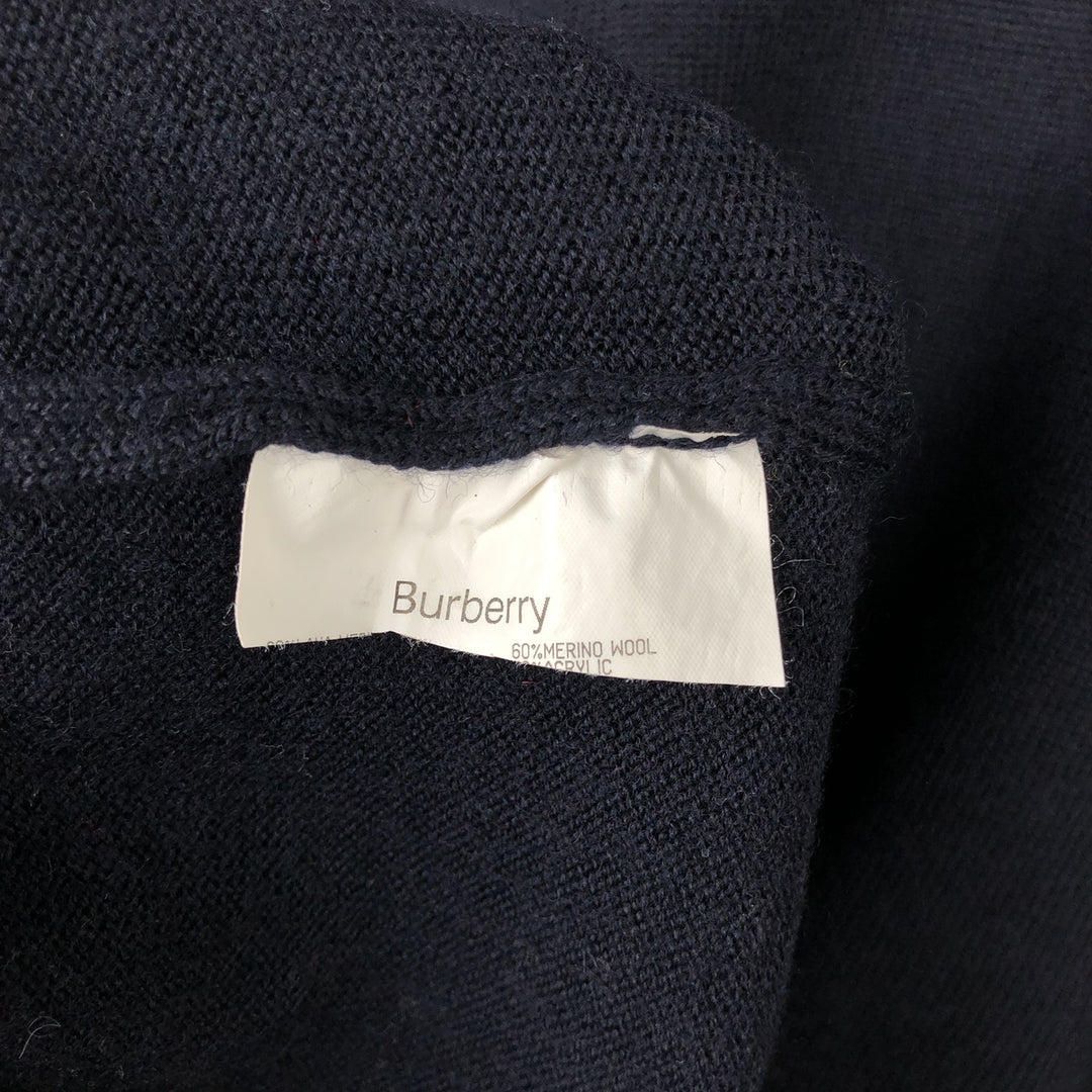 Burberry's London Merino Wool Knit Sweater, Men's Size L Merino wool navy blue type Vintage Second Hand