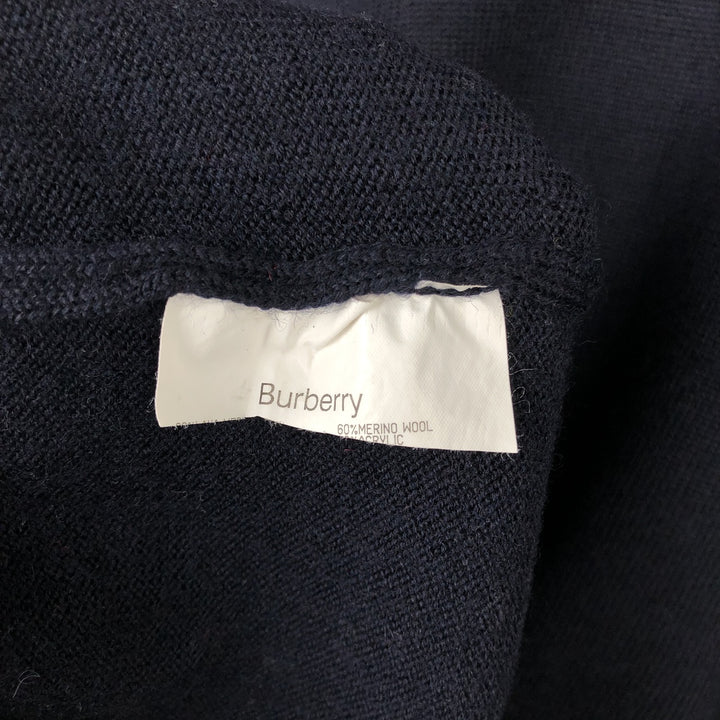 Burberry's London Merino Wool Knit Sweater, Men's Size L Merino wool navy blue type Vintage Second Hand