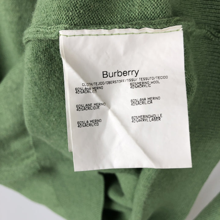 Burberry's London Merino Wool Knit Sweater, Men's Size M (approx.) Merino wool green type yellow green Vintage Second Hand