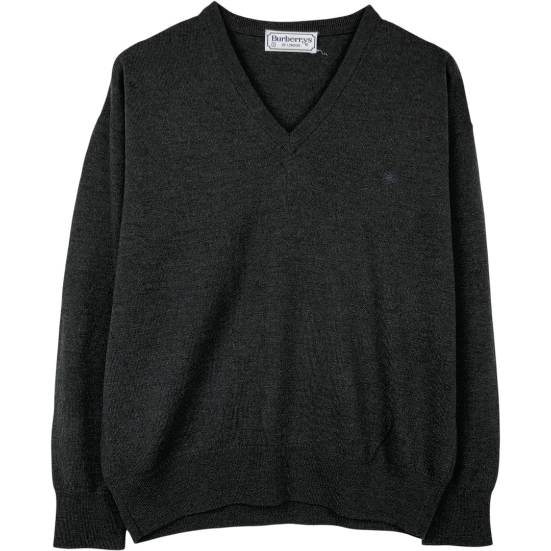 Burberry's BURBERRYS OF LONDON V-neck merino wool knit sweater, men's size L (approx.) Merino wool gray type Vintage Second Hand