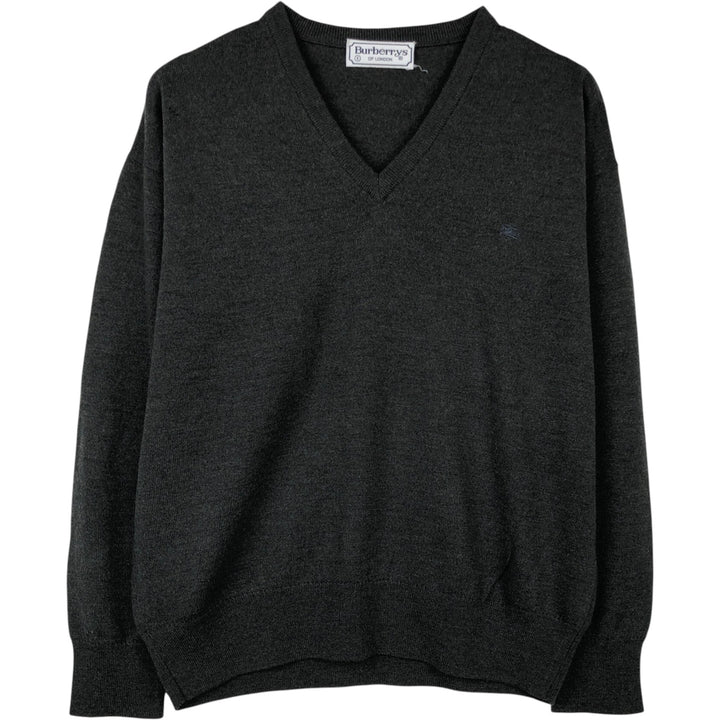 Burberry's BURBERRYS OF LONDON V-neck merino wool knit sweater, men's size L (approx.) Merino wool gray type Vintage Second Hand