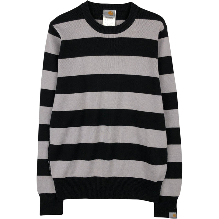Carhartt Border Pattern Cotton Knit Sweater, Men's Size S (approx.) cotton black type Vintage Second Hand