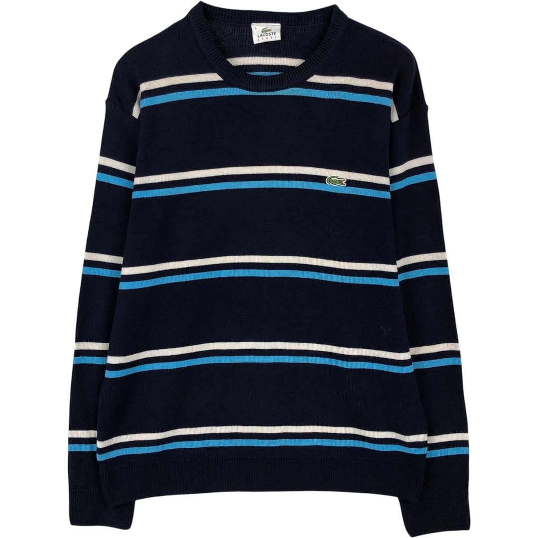Lacoste Sport Multi-stripe Acrylic x Cotton Knit Sweater, Men's Size L (approx.) cotton navy blue type Vintage Second Hand