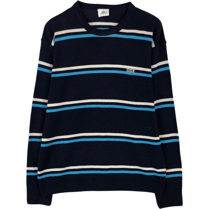 Lacoste Sport Multi-stripe Acrylic x Cotton Knit Sweater, Men's Size L (approx.) cotton navy blue type Vintage Second Hand