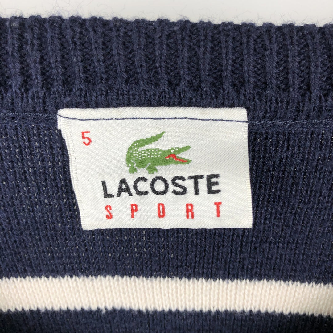 Lacoste Sport Multi-stripe Acrylic x Cotton Knit Sweater, Men's Size L (approx.) cotton navy blue type Vintage Second Hand