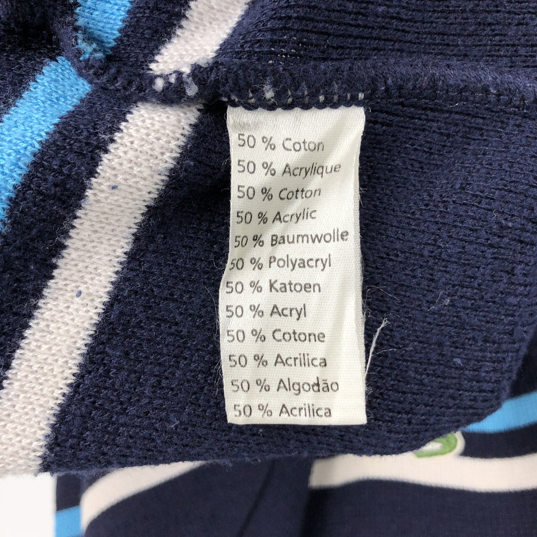 Lacoste Sport Multi-stripe Acrylic x Cotton Knit Sweater, Men's Size L (approx.) cotton navy blue type Vintage Second Hand