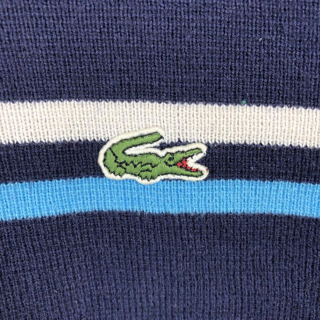 Lacoste Sport Multi-stripe Acrylic x Cotton Knit Sweater, Men's Size L (approx.) cotton navy blue type Vintage Second Hand