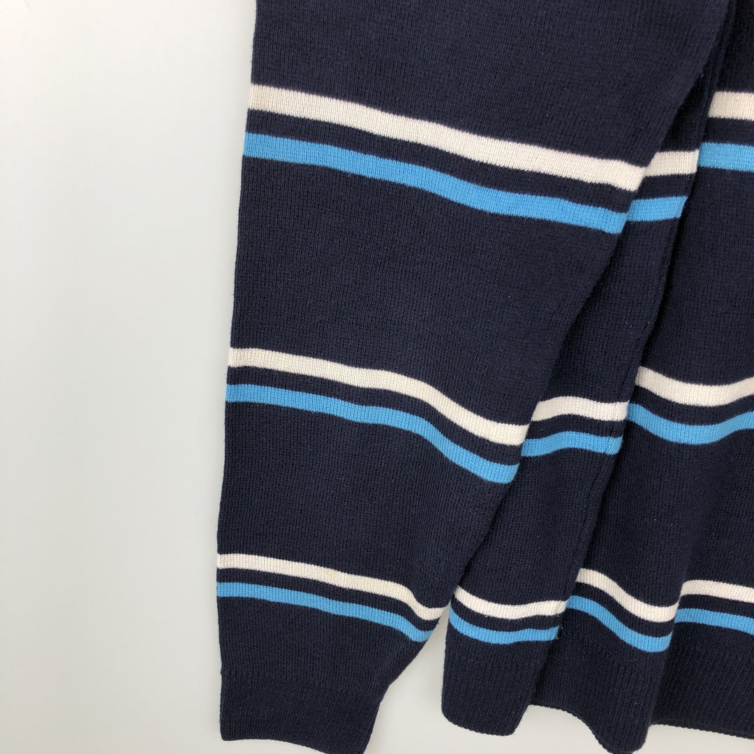 Lacoste Sport Multi-stripe Acrylic x Cotton Knit Sweater, Men's Size L (approx.) cotton navy blue type Vintage Second Hand