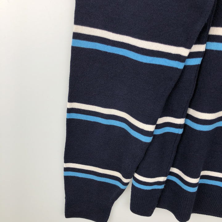 Lacoste Sport Multi-stripe Acrylic x Cotton Knit Sweater, Men's Size L (approx.) cotton navy blue type Vintage Second Hand