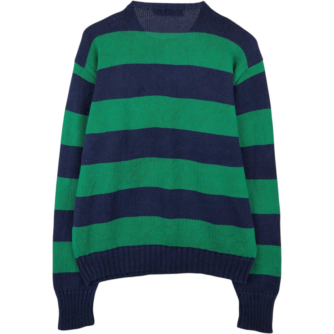 Ralph Lauren POLO by Ralph Lauren Striped Pattern Cotton Knit Sweater Men's Size L cotton navy blue type Vintage Second Hand