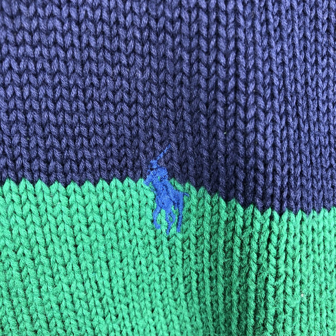 Ralph Lauren POLO by Ralph Lauren Striped Pattern Cotton Knit Sweater Men's Size L cotton navy blue type Vintage Second Hand