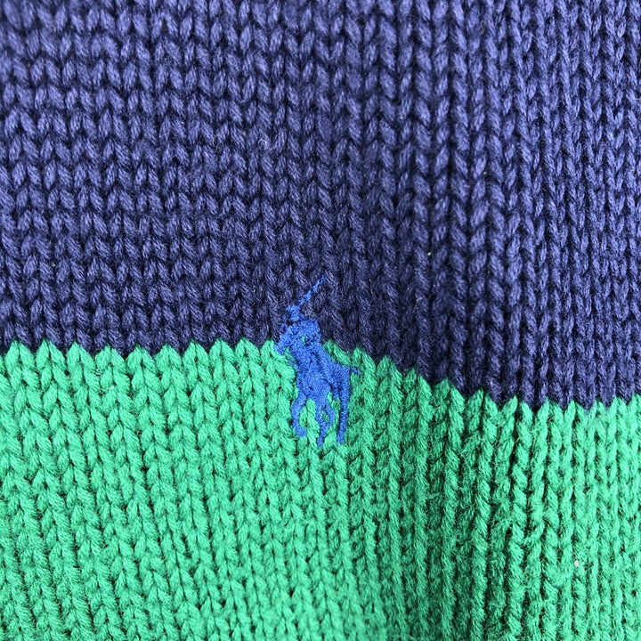 Ralph Lauren POLO by Ralph Lauren Striped Pattern Cotton Knit Sweater Men's Size L cotton navy blue type Vintage Second Hand