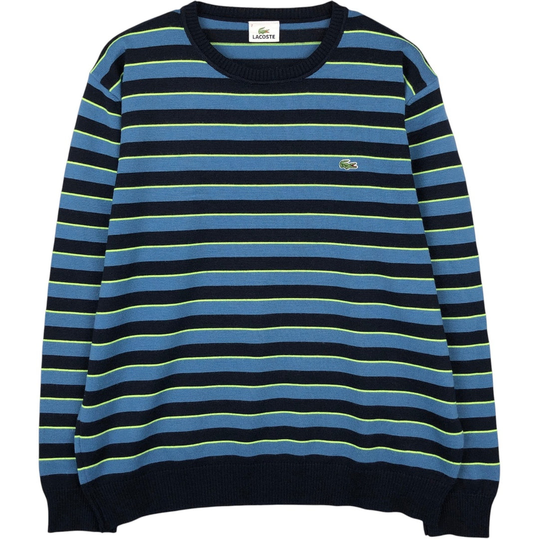 Lacoste LACOSTE Border Pattern Wool x Acrylic Knit Sweater, Men's XXL equivalent wool blue type Vintage Second Hand