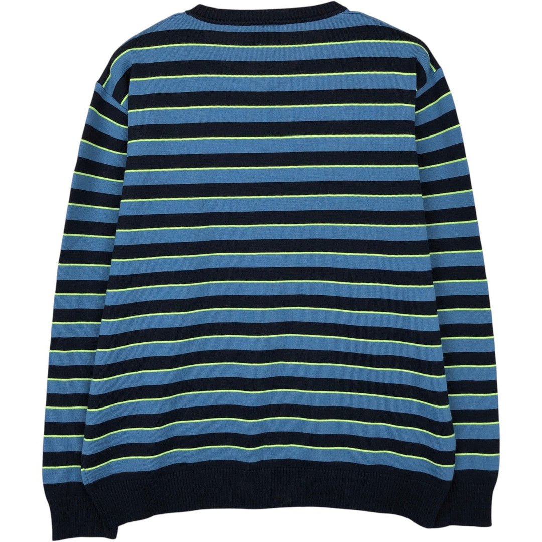 Lacoste LACOSTE Border Pattern Wool x Acrylic Knit Sweater, Men's XXL equivalent wool blue type Vintage Second Hand