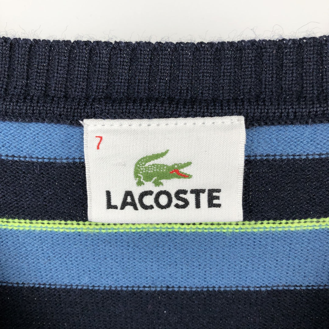 Lacoste LACOSTE Border Pattern Wool x Acrylic Knit Sweater, Men's XXL equivalent wool blue type Vintage Second Hand