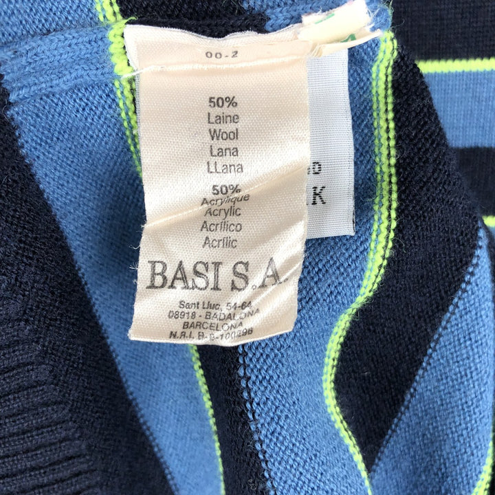 Lacoste LACOSTE Border Pattern Wool x Acrylic Knit Sweater, Men's XXL equivalent wool blue type Vintage Second Hand