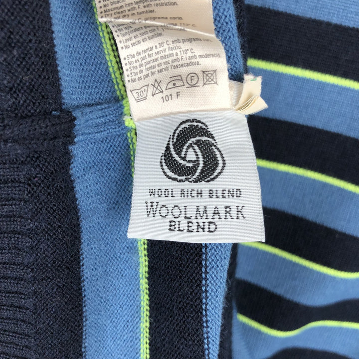 Lacoste LACOSTE Border Pattern Wool x Acrylic Knit Sweater, Men's XXL equivalent wool blue type Vintage Second Hand