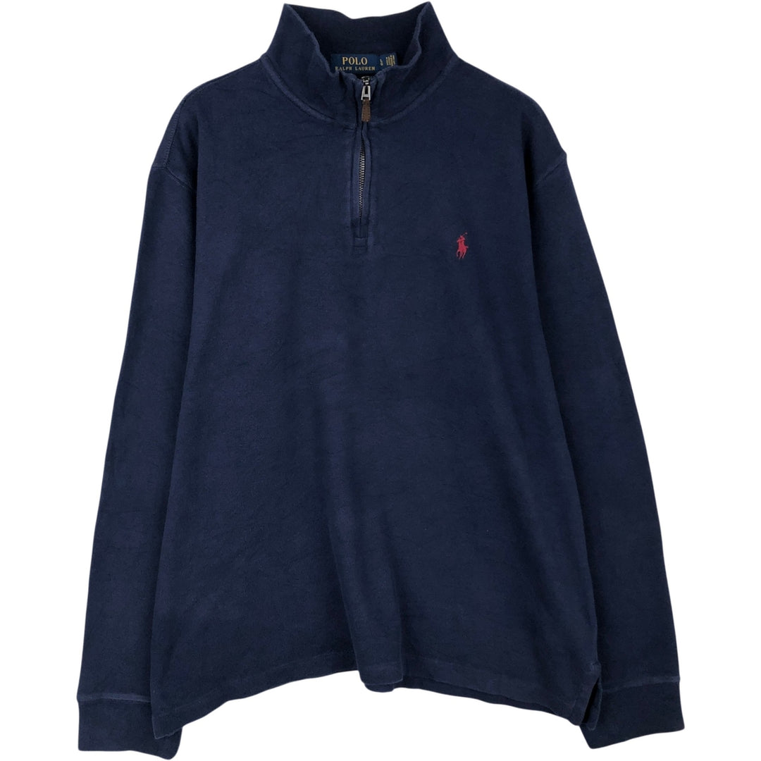 Ralph Lauren POLO RALPH LAUREN ESTATE RIB Cotton Knit Half-Zip Sweater, Men's Size L cotton navy blue type Vintage Second Hand