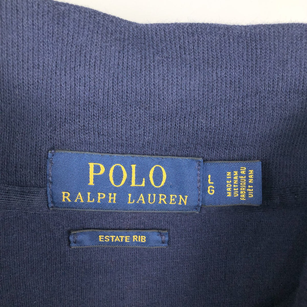 Ralph Lauren POLO RALPH LAUREN ESTATE RIB Cotton Knit Half-Zip Sweater, Men's Size L cotton navy blue type Vintage Second Hand