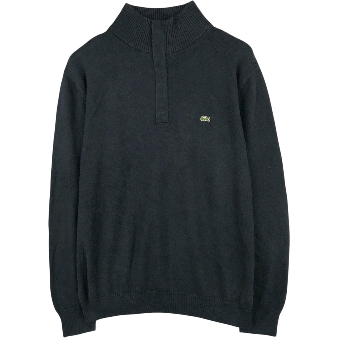Lacoste LACOSTE France Design Cotton Knit Half-Zip Sweater, Size 6 (Men's XL equivalent) cotton black type Vintage Second Hand
