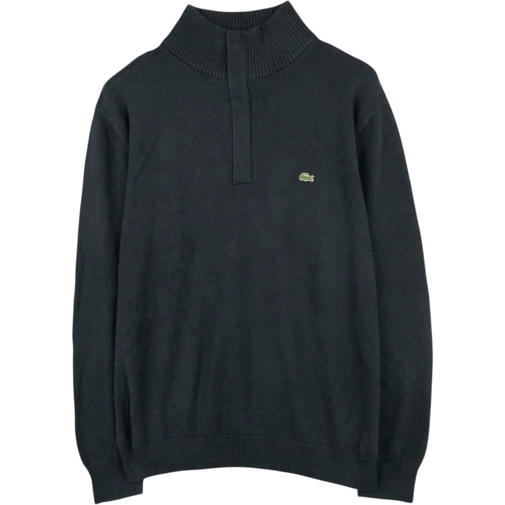 Lacoste LACOSTE France Design Cotton Knit Half-Zip Sweater, Size 6 (Men's XL equivalent) cotton black type Vintage Second Hand