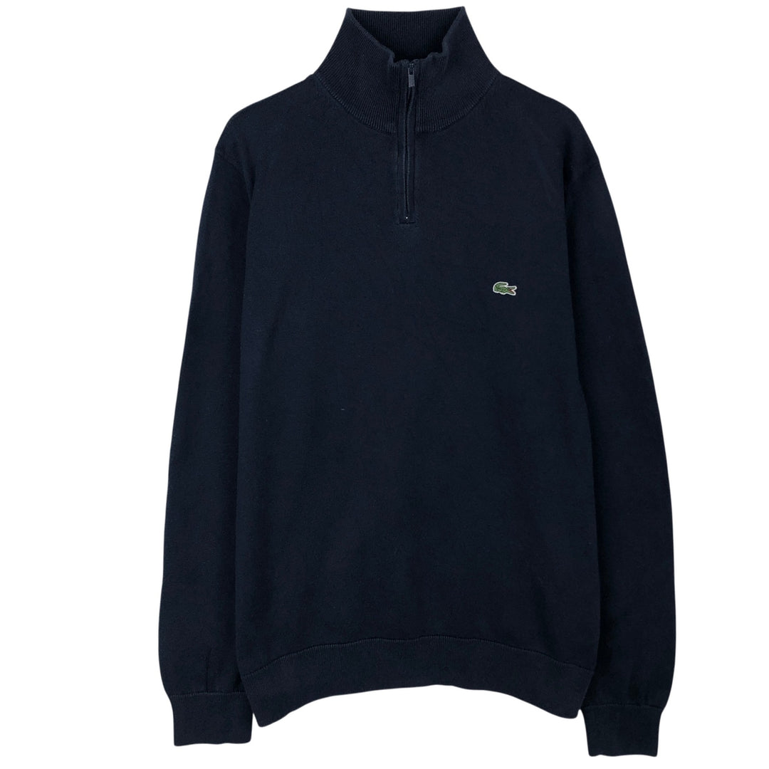Lacoste LACOSTE France Design Cotton Knit Half-Zip Sweater, Size 6 (Men's XL equivalent) cotton navy blue type Vintage Second Hand