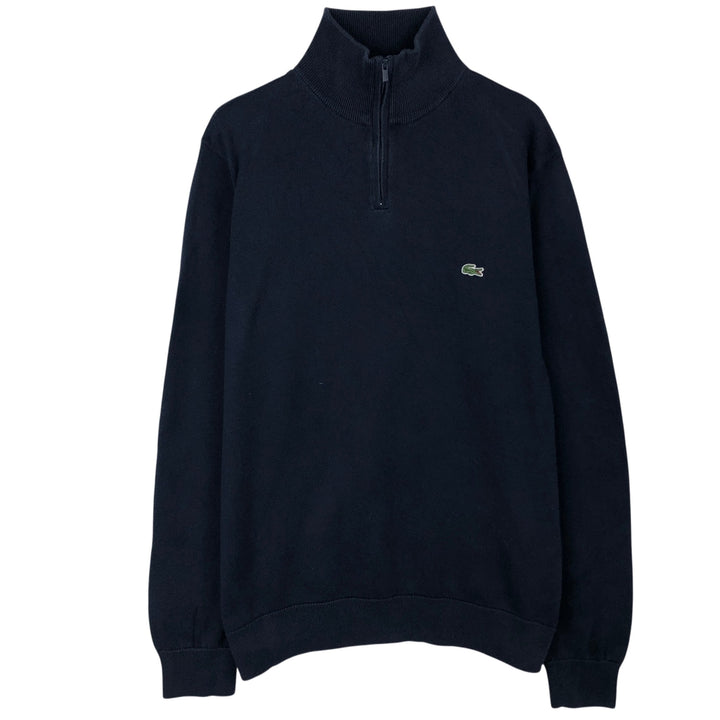 Lacoste LACOSTE France Design Cotton Knit Half-Zip Sweater, Size 6 (Men's XL equivalent) cotton navy blue type Vintage Second Hand