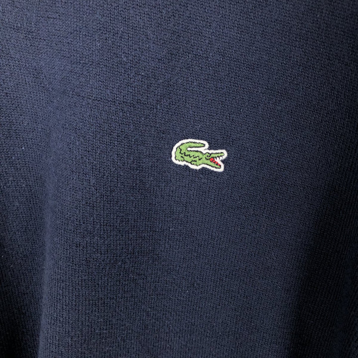 Lacoste LACOSTE France Design Cotton Knit Half-Zip Sweater, Size 6 (Men's XL equivalent) cotton navy blue type Vintage Second Hand