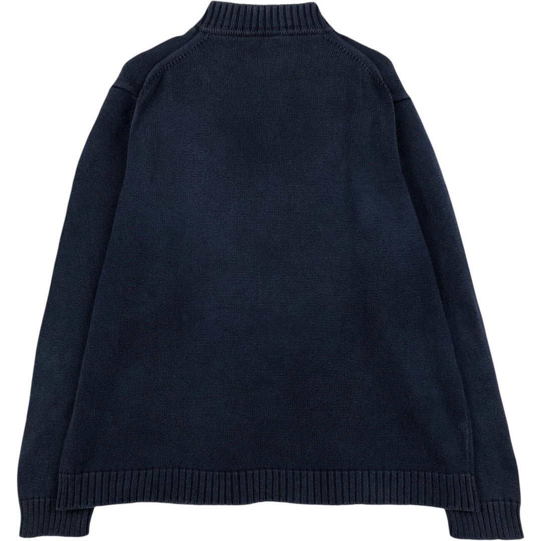 Lacoste Cotton Knit Half-Zip Sweater, Size 8 (Men's XXL equivalent) cotton navy blue type Vintage Second Hand