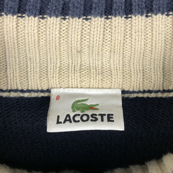 Lacoste Cotton Knit Half-Zip Sweater, Size 8 (Men's XXL equivalent) cotton navy blue type Vintage Second Hand