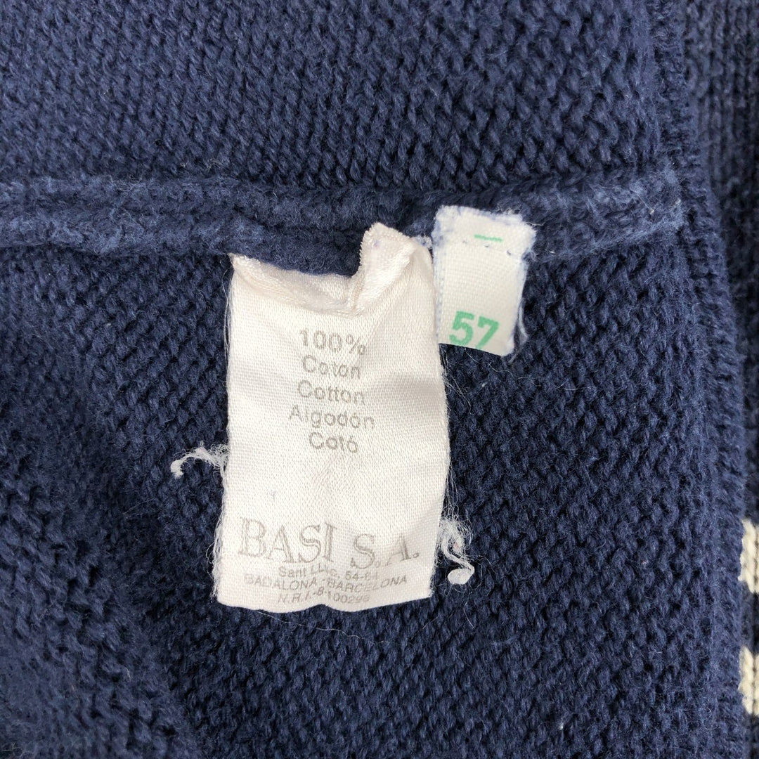 Lacoste Cotton Knit Half-Zip Sweater, Size 8 (Men's XXL equivalent) cotton navy blue type Vintage Second Hand